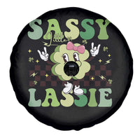 Funny St Patrick's Day Sassy Little Lassie Spare Tire Cover Retro Groovy Clover