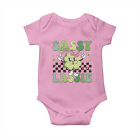 Funny St Patrick's Day Sassy Little Lassie Baby Onesie Retro Groovy Clover