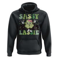 Funny St Patrick's Day Sassy Little Lassie Hoodie Retro Groovy Clover