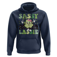 Funny St Patrick's Day Sassy Little Lassie Hoodie Retro Groovy Clover