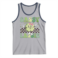 Funny St Patrick's Day Sassy Little Lassie Tank Top Retro Groovy Clover