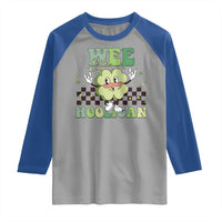 Funny St Patrick's Day Wee Little Hooligan Raglan Shirt Retro Groovy Clover