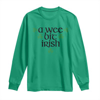 Funny Irish Heritage Long Sleeve Shirt A Wee Bit Irish St Patrick's Day Shamrock