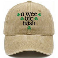 Funny Irish Heritage Washed Cotton Baseball Cap A Wee Bit Irish St Patrick's Day Shamrock