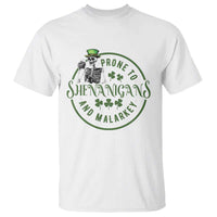 Funny Irish Prone To Shenanigans And Malarkey St Patrick's Day T Shirt Skeleton Beer Drinking