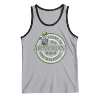 Funny Irish Prone To Shenanigans And Malarkey St Patrick's Day Tank Top Skeleton Beer Drinking