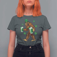 Funny Bigfoot St Patrick's Day Irish Beer Drinking T Shirt For Women