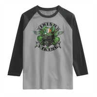 Funny Irish Viking Raglan Shirt Vintage Shamrock Celtic Viking Skull