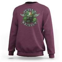 Funny Irish Viking Sweatshirt Vintage Shamrock Celtic Viking Skull