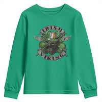 Funny Irish Viking Youth Sweatshirt Vintage Shamrock Celtic Viking Skull