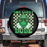Funny One Lucky Dude St Patrick's Day Spare Tire Cover Checkerboard Shamrock