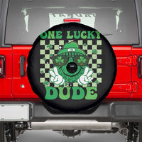 Funny One Lucky Dude St Patrick's Day Spare Tire Cover Checkerboard Shamrock