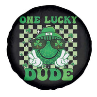 Funny One Lucky Dude St Patrick's Day Spare Tire Cover Checkerboard Shamrock