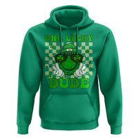 Funny One Lucky Dude St Patrick's Day Hoodie Checkerboard Shamrock