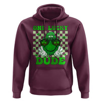 Funny One Lucky Dude St Patrick's Day Hoodie Checkerboard Shamrock