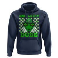 Funny One Lucky Dude St Patrick's Day Hoodie Checkerboard Shamrock