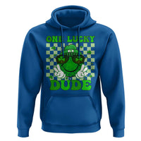 Funny One Lucky Dude St Patrick's Day Hoodie Checkerboard Shamrock