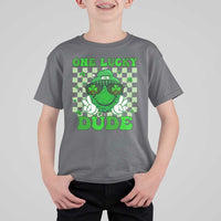 Funny One Lucky Dude St Patrick's Day T Shirt For Kid Checkerboard Shamrock