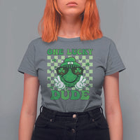 Funny One Lucky Dude St Patrick's Day T Shirt For Women Checkerboard Shamrock
