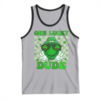 Funny One Lucky Dude St Patrick's Day Tank Top Checkerboard Shamrock