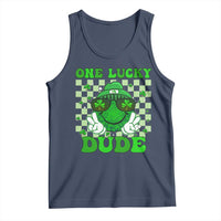 Funny One Lucky Dude St Patrick's Day Tank Top Checkerboard Shamrock