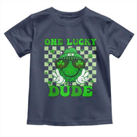 Funny One Lucky Dude St Patrick's Day Toddler T Shirt Checkerboard Shamrock