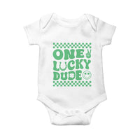Funny One Lucky Dude Baby Onesie St Patrick's Day Clover Horseshoe