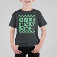 Funny One Lucky Dude T Shirt For Kid St Patrick's Day Clover Horseshoe