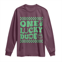 Funny One Lucky Dude Long Sleeve Shirt St Patrick's Day Clover Horseshoe