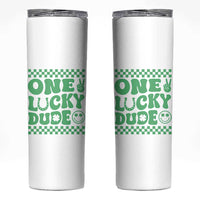 Funny One Lucky Dude Skinny Tumbler St Patrick's Day Clover Horseshoe