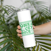 Funny One Lucky Dude Skinny Tumbler St Patrick's Day Clover Horseshoe