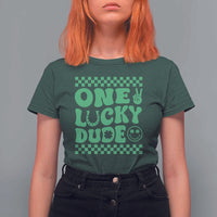 Funny One Lucky Dude T Shirt For Women St Patrick's Day Clover Horseshoe