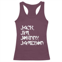 Jack Jim Johnny Jameson St Patricks Day Whiskey Shamrock Racerback Tank Top