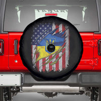 Ukrainian Americans Pride Spare Tire Cover Vintage Ukraine USA Flag