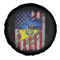 Ukrainian Americans Pride Spare Tire Cover Vintage Ukraine USA Flag