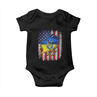 Ukrainian Americans Pride Baby Onesie Vintage Ukraine USA Flag