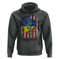 Ukrainian Americans Pride Hoodie Vintage Ukraine USA Flag