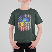 Ukrainian Americans Pride T Shirt For Kid Vintage Ukraine USA Flag