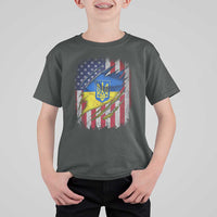 Ukrainian Americans Pride T Shirt For Kid Vintage Ukraine USA Flag