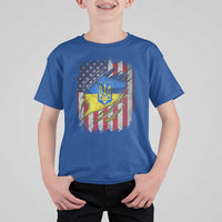 Ukrainian Americans Pride T Shirt For Kid Vintage Ukraine USA Flag