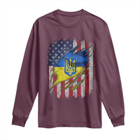 Ukrainian Americans Pride Long Sleeve Shirt Vintage Ukraine USA Flag