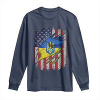 Ukrainian Americans Pride Long Sleeve Shirt Vintage Ukraine USA Flag