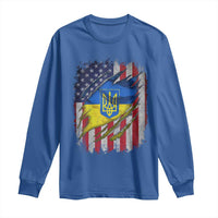 Ukrainian Americans Pride Long Sleeve Shirt Vintage Ukraine USA Flag