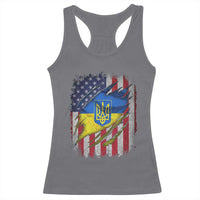 Ukrainian Americans Pride Racerback Tank Top Vintage Ukraine USA Flag