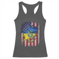 Ukrainian Americans Pride Racerback Tank Top Vintage Ukraine USA Flag