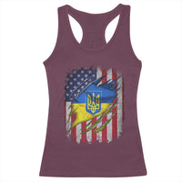 Ukrainian Americans Pride Racerback Tank Top Vintage Ukraine USA Flag