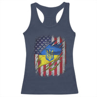 Ukrainian Americans Pride Racerback Tank Top Vintage Ukraine USA Flag