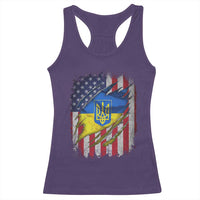 Ukrainian Americans Pride Racerback Tank Top Vintage Ukraine USA Flag