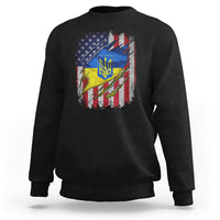 Ukrainian Americans Pride Sweatshirt Vintage Ukraine USA Flag