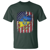Ukrainian Americans Pride T Shirt Vintage Ukraine USA Flag